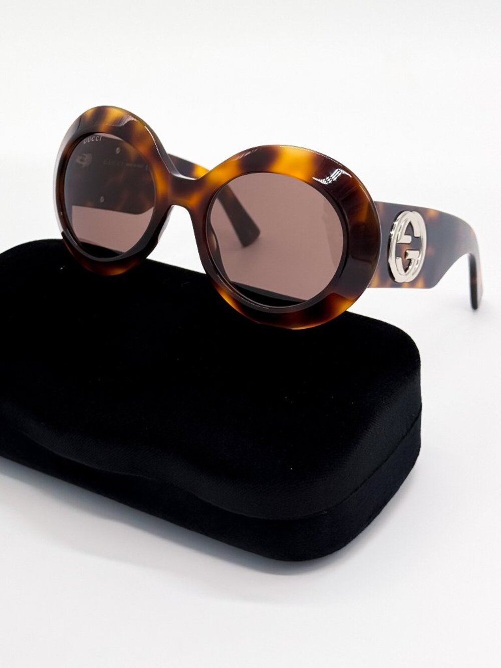 NWT Gucci GG1647S 009 Havana Brown Round Oversized Sunglasses Women - Picture 1 of 10